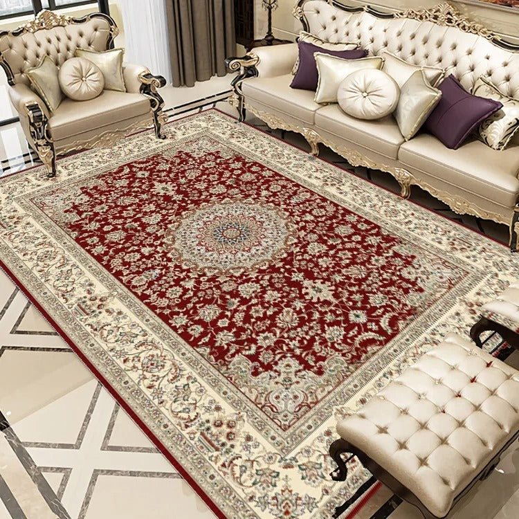 Traditional Persian Off Maroon Queen Luxury Rug-ChandeliersDecor