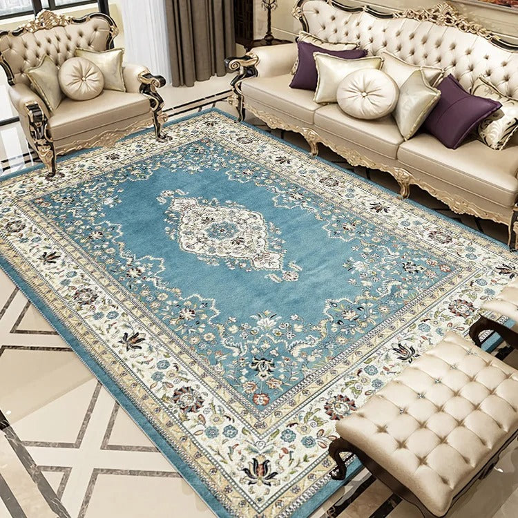 Tapis persan traditionnel de luxe turquoise