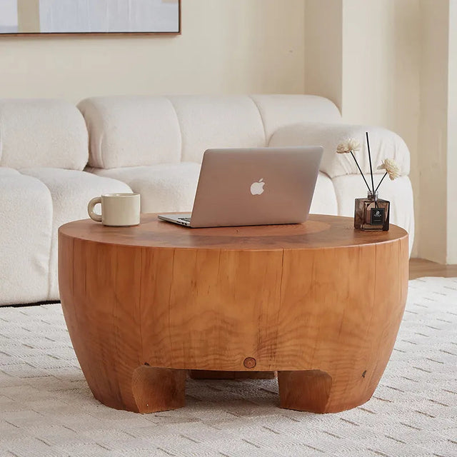 Tree Trunk Solid Wood Coffee Table-ChandeliersDecor