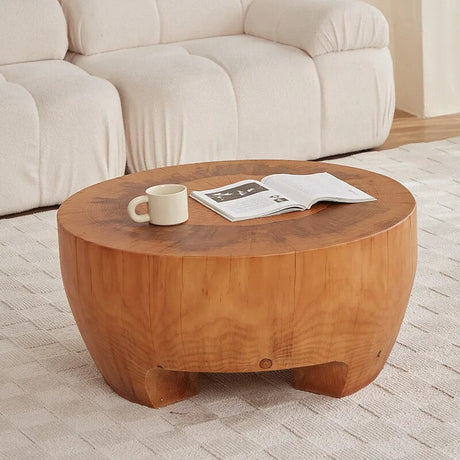 Tree Trunk Solid Wood Coffee Table-ChandeliersDecor