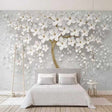 Tree with White Flowers Wallpaper - Stunning Nature Wall Art-ChandeliersDecor.com