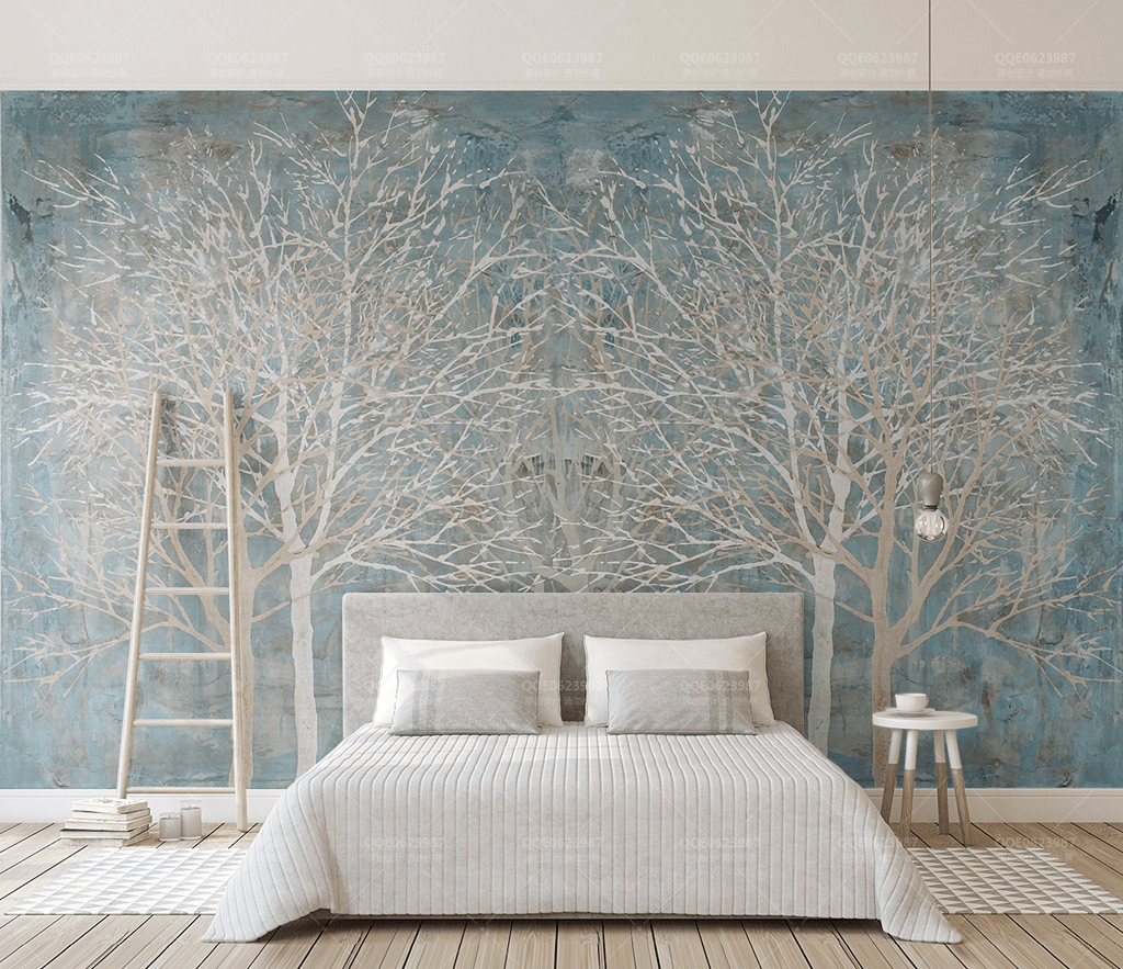 Trees Winter Wallpaper Murals-ChandeliersDecor.com