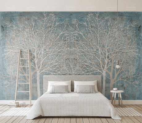 Trees Winter Wallpaper Murals-ChandeliersDecor.com