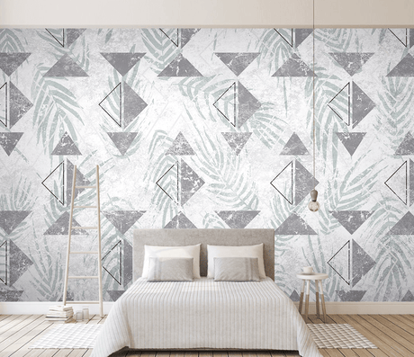 Triangular Pattern Leaves Wallpaper Murals-ChandeliersDecor.com
