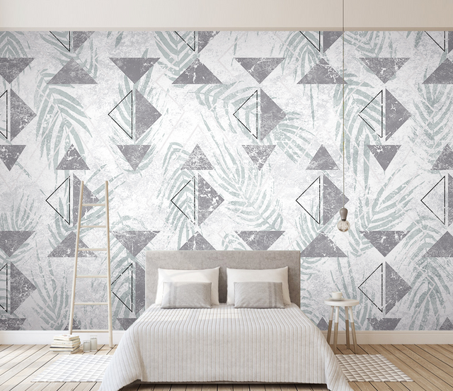 Triangular Pattern Leaves Wallpaper Murals-ChandeliersDecor