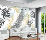 Tropical 3D Art - Leaves Wallpaper Mural-ChandeliersDecor