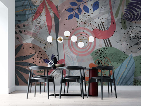 Tropical Abstract Theme Living Room Wallpaper Mural-ChandeliersDecor.com