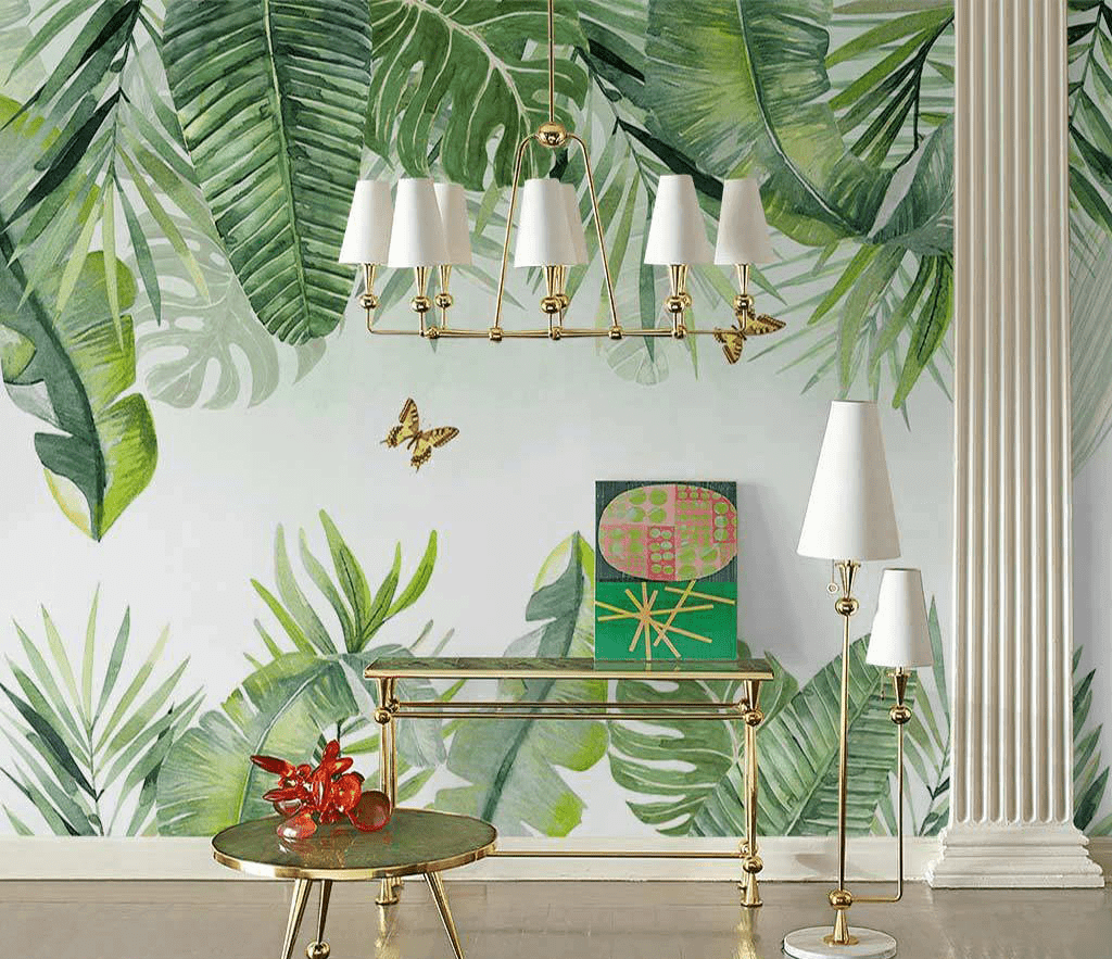 Tropical Forest Leaves Wallpaper Murals-ChandeliersDecor.com