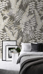 Tropical Grey Garden Wallpaper Mural-ChandeliersDecor.com