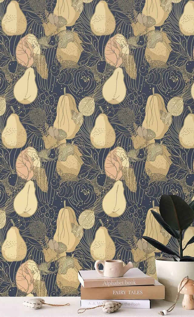 Tropical Pears Wallpaper Mural-ChandeliersDecor.com
