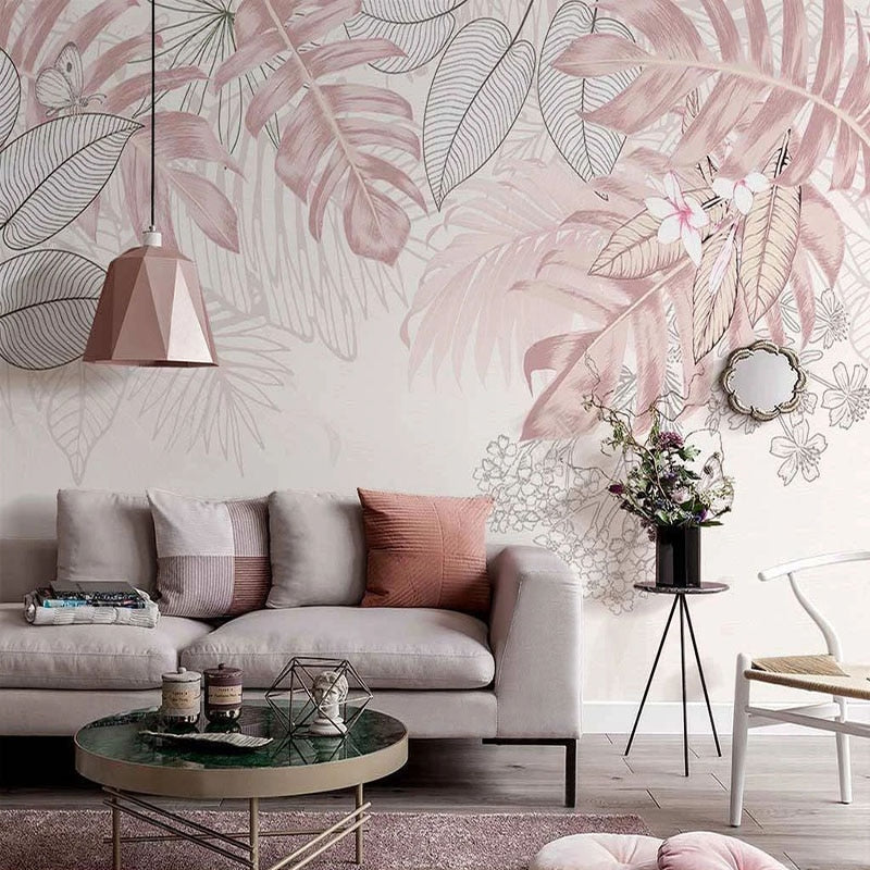 Tropical Plants Leaves Wallpaper: Vibrant Interiors-ChandeliersDecor