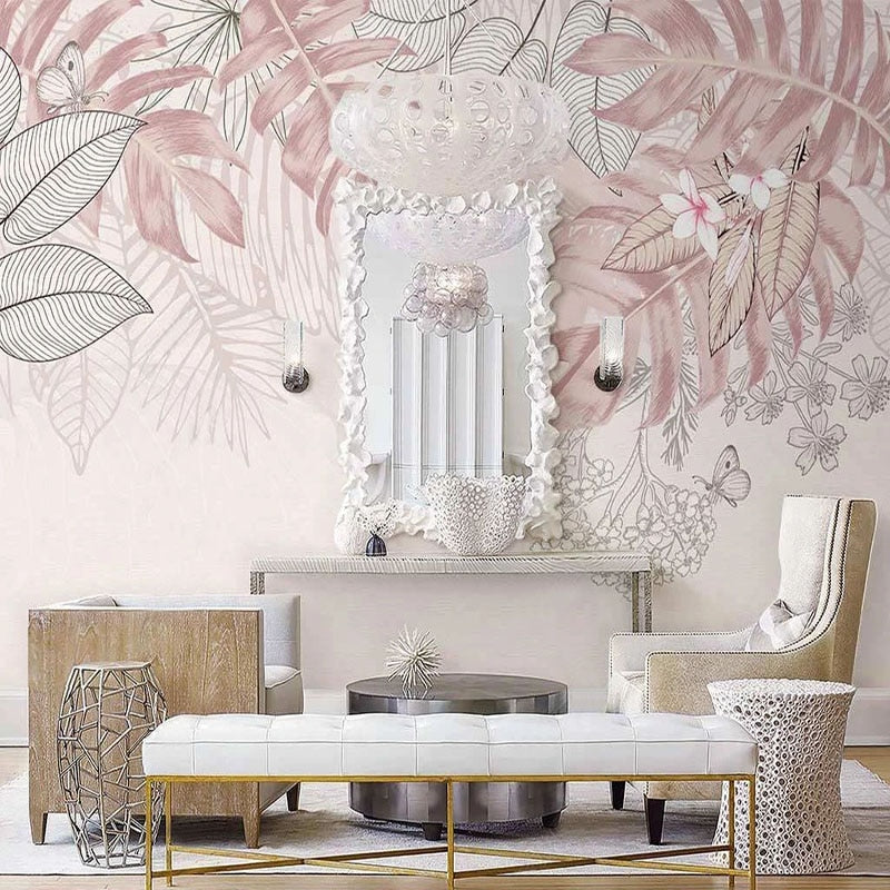 Tropical Plants Leaves Wallpaper: Vibrant Interiors-ChandeliersDecor