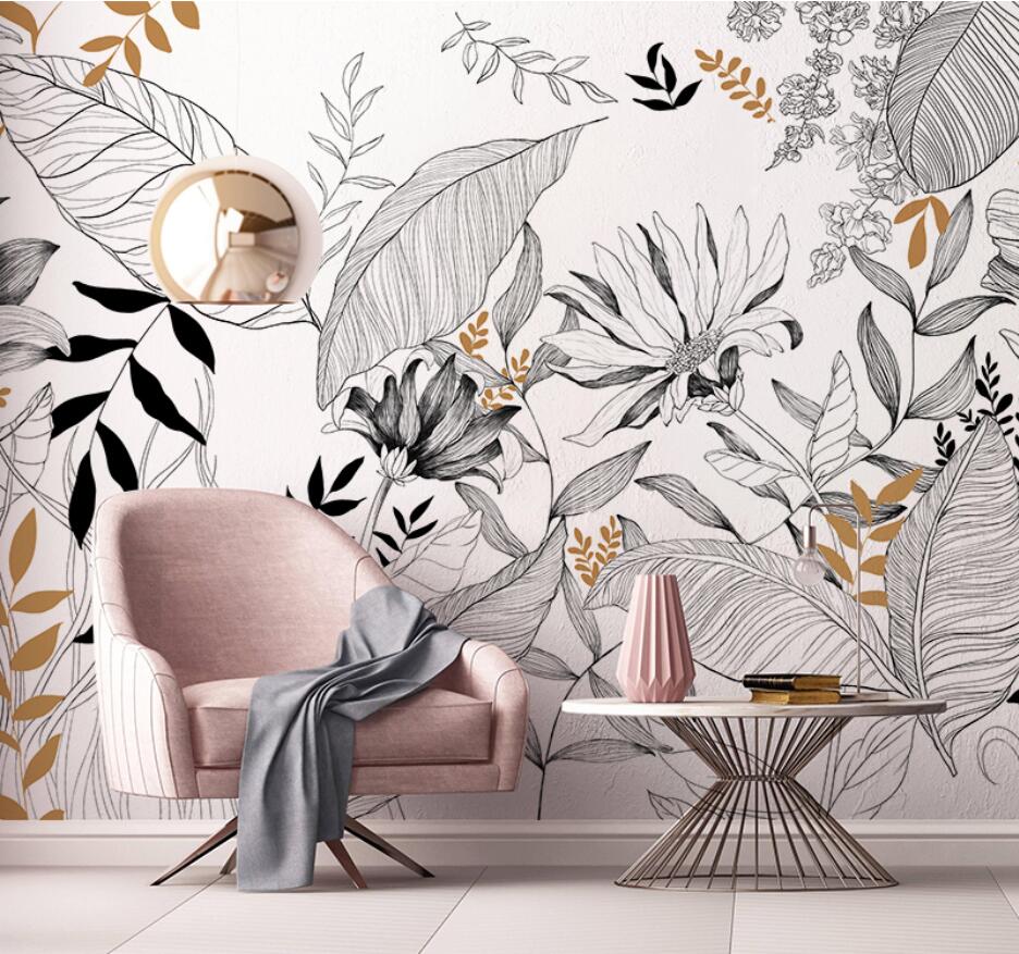 Tropical Rainforest Plants Wallpaper for Home Wall Decor-ChandeliersDecor