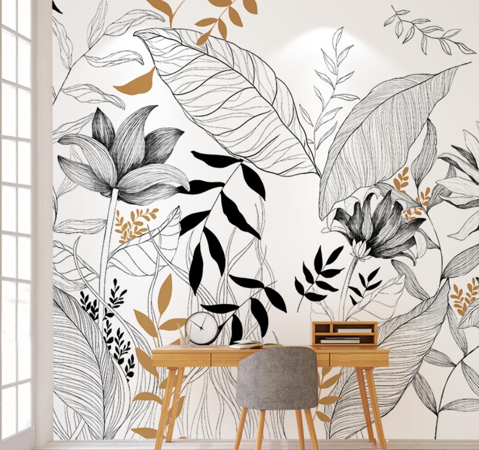 Tropical Rainforest Plants Wallpaper for Home Wall Decor-ChandeliersDecor