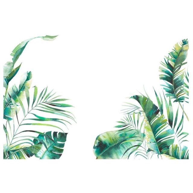 Tropical Palm Tree Leaf Wall Stickers Green Plants Wall Decals Removable Leaves Wall Posters Art Murals for Offices Home Decor