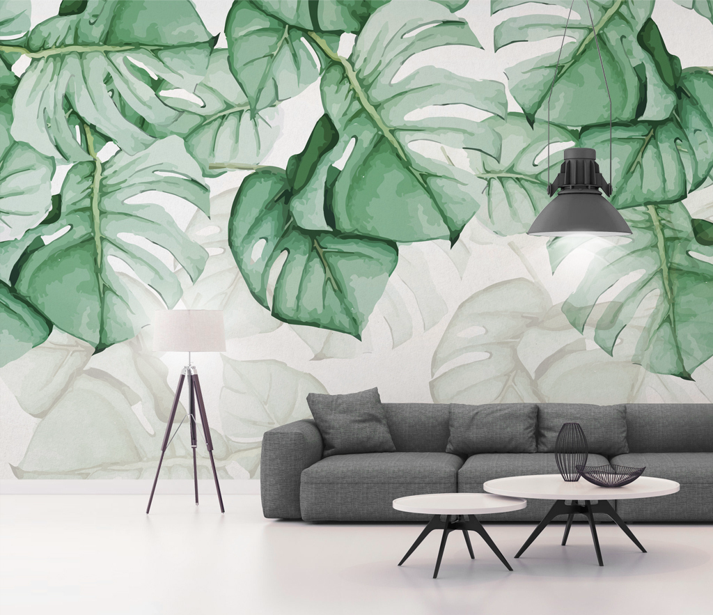 Tropical Wallpaper Mural: Fern Leaf Retro Theme-ChandeliersDecor