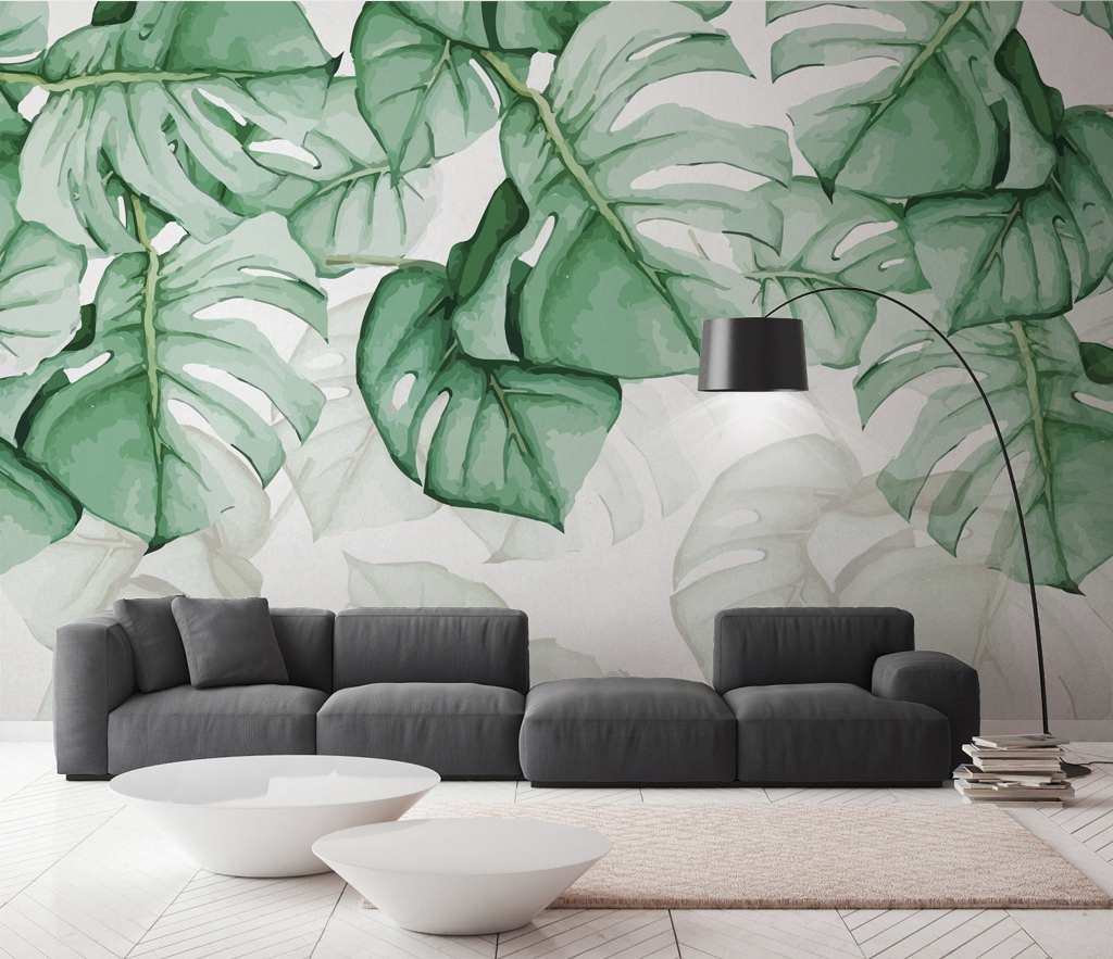 Tropical Wallpaper Mural: Fern Leaf Retro Theme-ChandeliersDecor