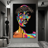 TuPac Singer Graffiti Colourful Canvas Wall Art-ChandeliersDecor