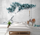 Turquoise 3D Tree Wallpaper Murals - Exquisite Wall Designs-ChandeliersDecor