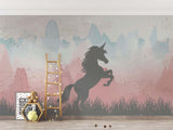 Unicorn in Mountains - Girls Room Wallpaper Mural-ChandeliersDecor.com