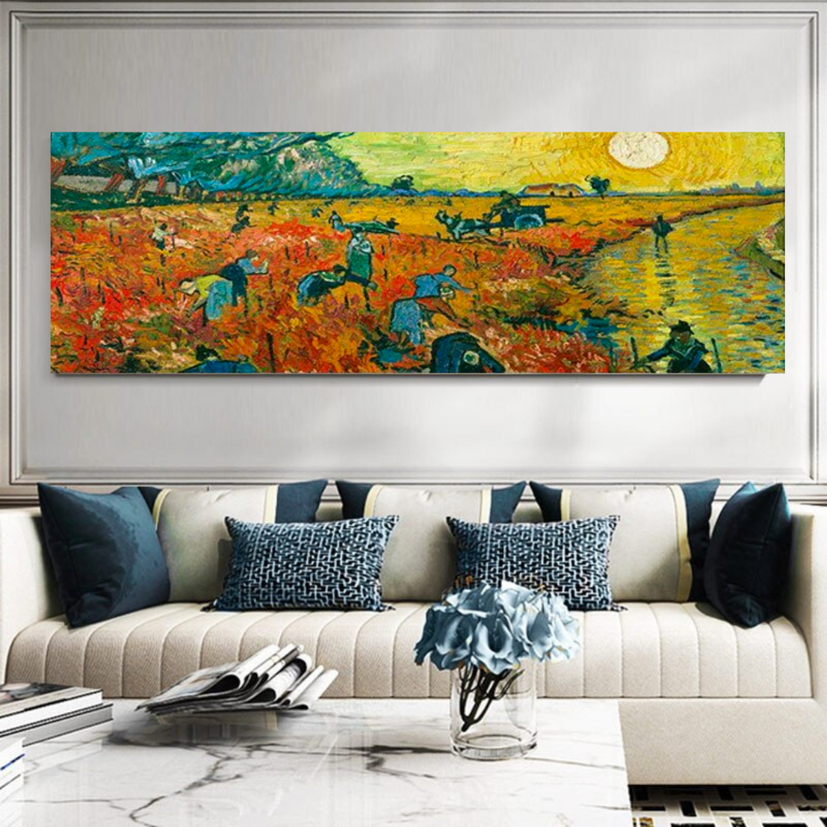 Van Gogh Impressionist Fields and Mountain Canvas Wall Art