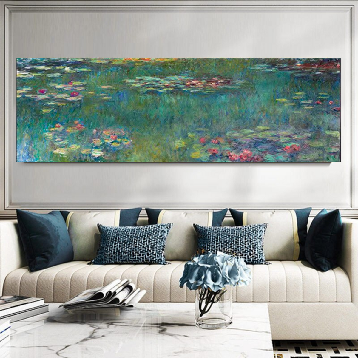 Van Gogh Impressionist Green Water with Lilies Canvas Wall Art