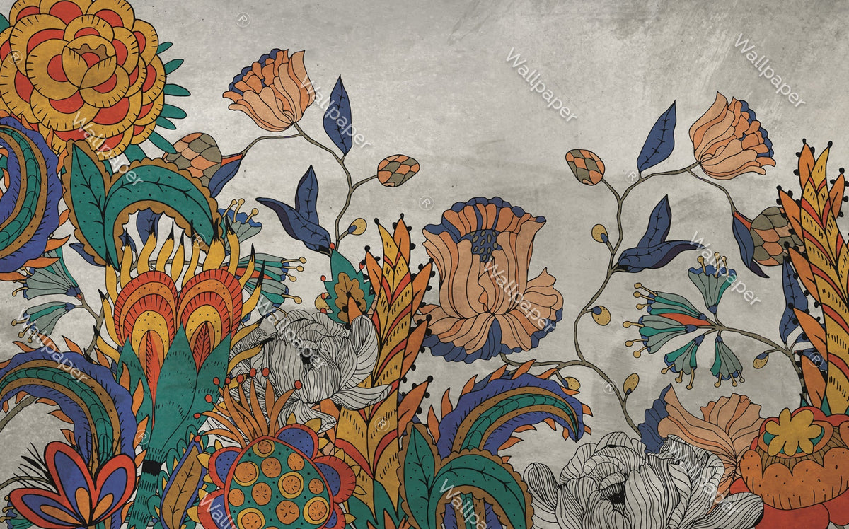 Vibrant Floral Wallpaper Mural - Transform Your Space-ChandeliersDecor