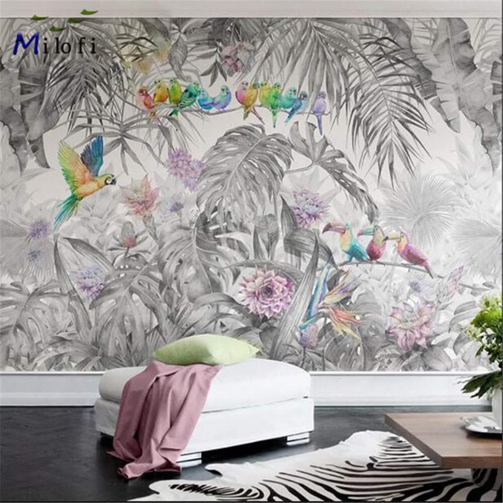 Vibrant Parrot Paradise Wallpaper-ChandeliersDecor.com