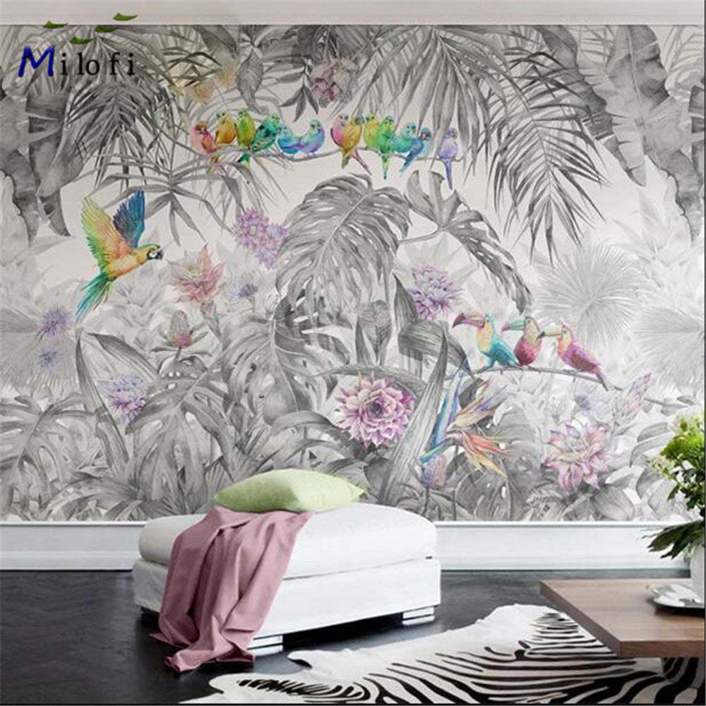 Vibrant Parrot Paradise Wallpaper-ChandeliersDecor