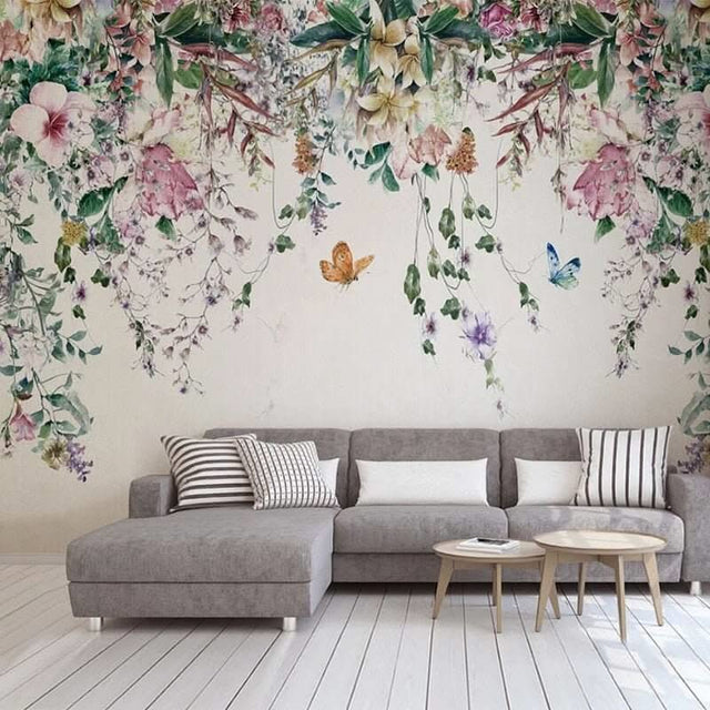 Vine Flowers Romantic Wallpaper for Home Wall Decor-ChandeliersDecor.com