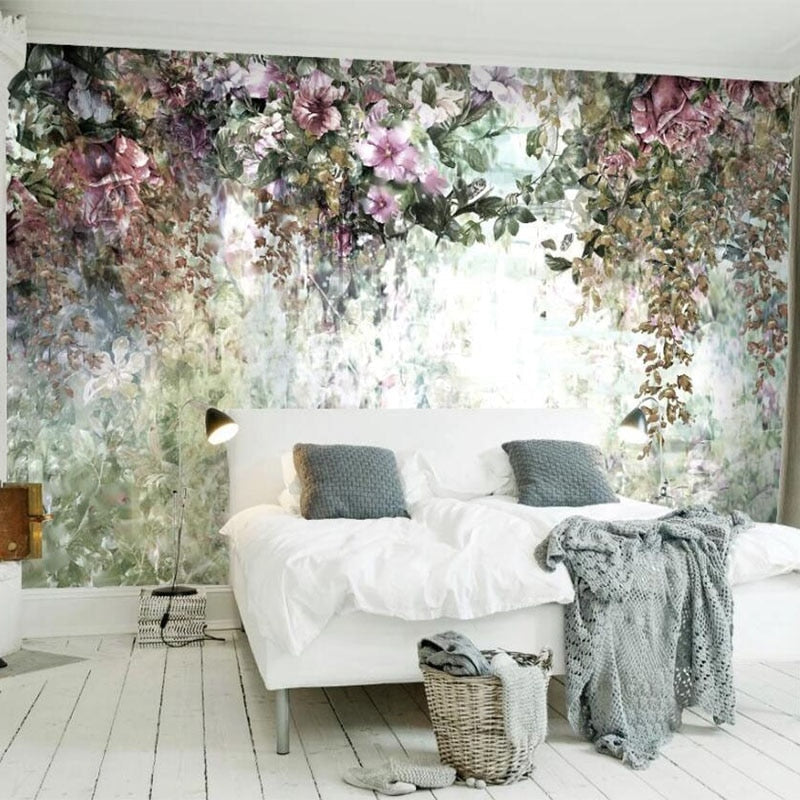 Vintage 3D Flower Plant Wallpaper for Home Wall Decor-ChandeliersDecor