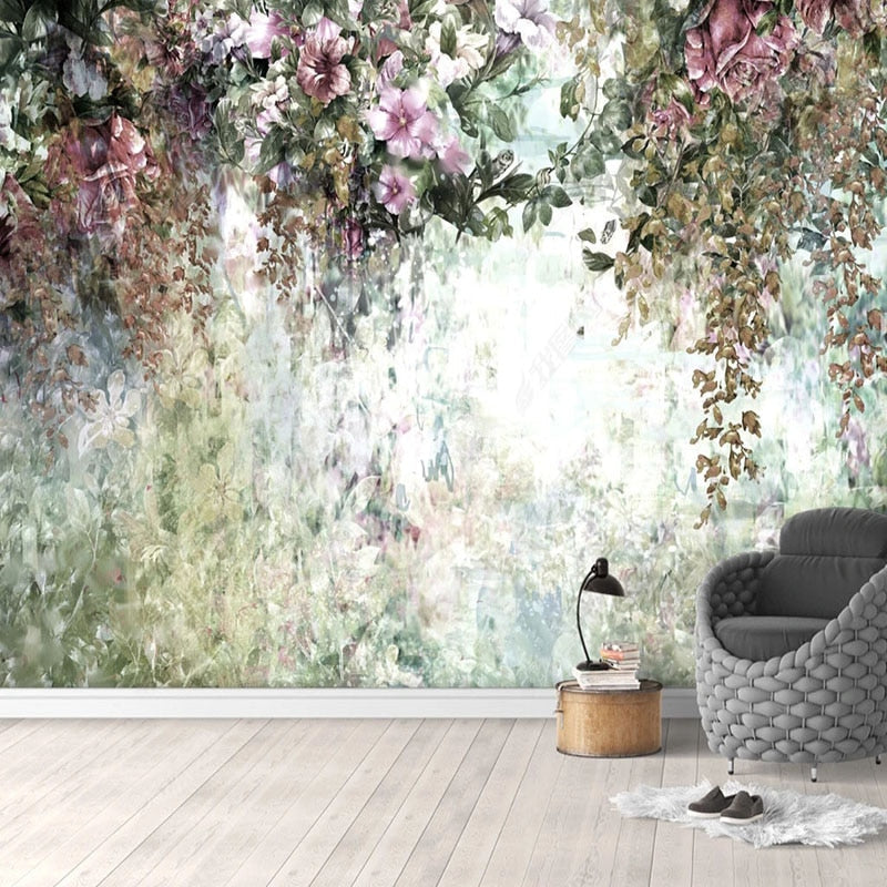 Vintage 3D Flower Plant Wallpaper for Home Wall Decor-ChandeliersDecor