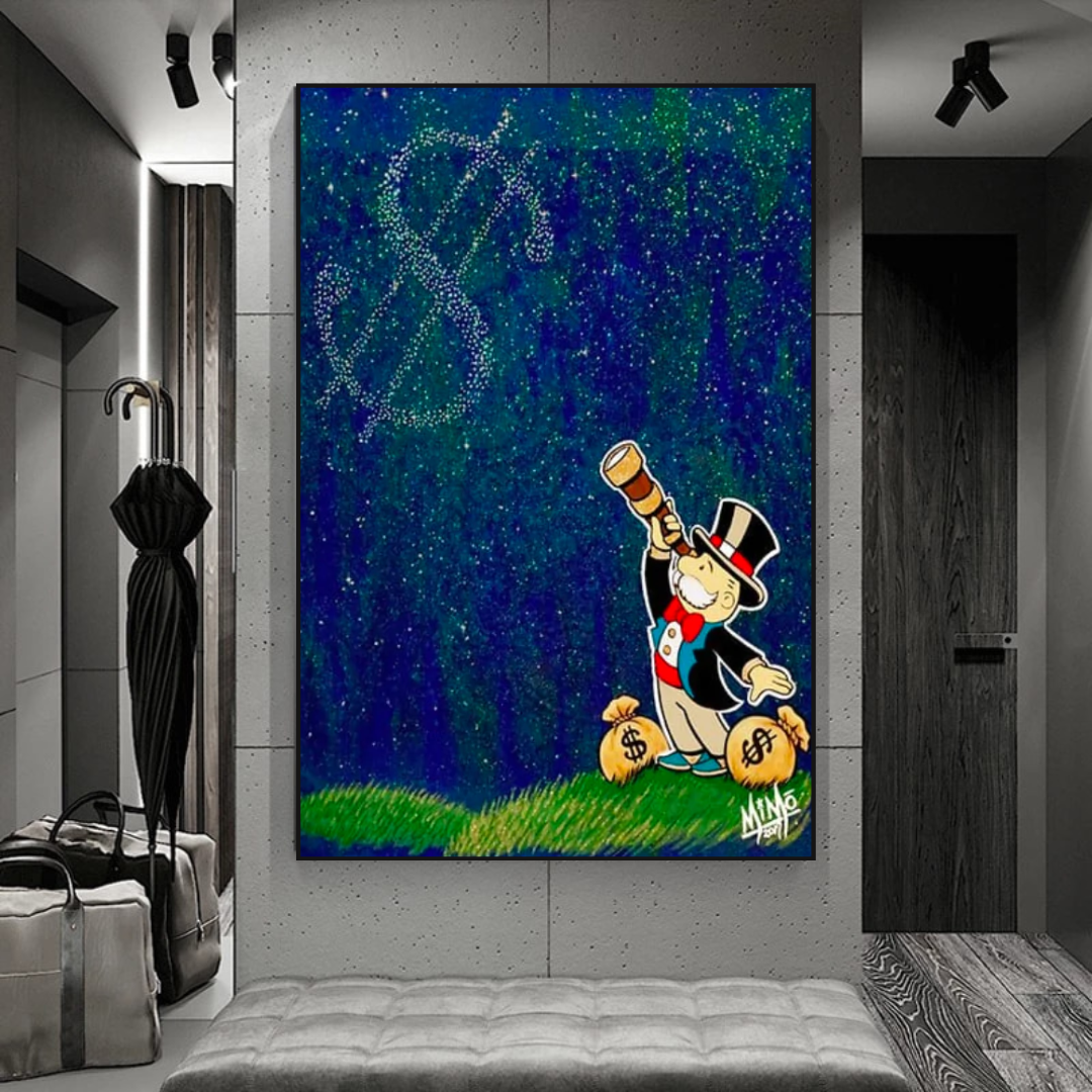 Vintage Alec Monopoly and Richie Starry Sky Canvas Print-ChandeliersDecor