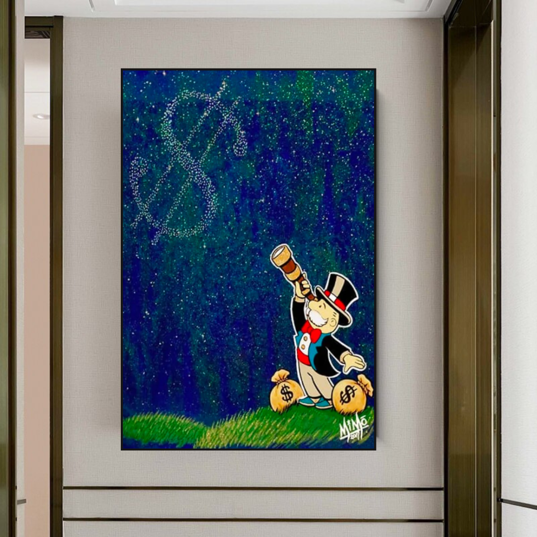 Vintage Alec Monopoly and Richie Starry Sky Canvas Print-ChandeliersDecor