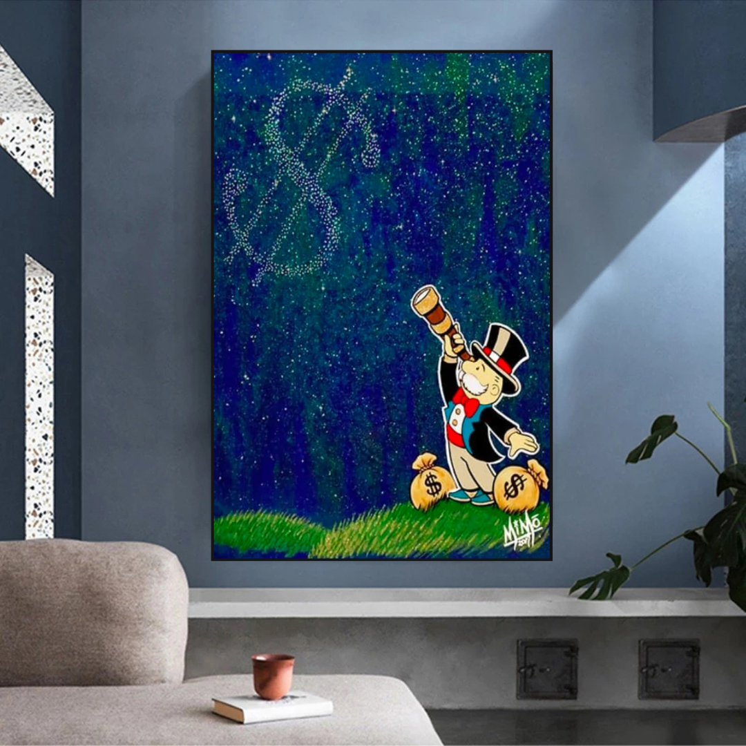 Vintage Alec Monopoly and Richie Starry Sky Canvas Print-ChandeliersDecor