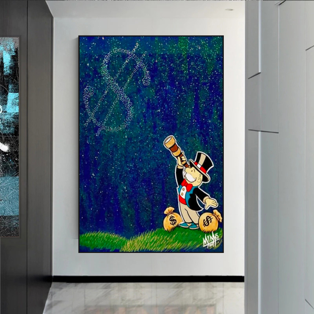 Vintage Alec Monopoly and Richie Starry Sky Canvas Print-ChandeliersDecor