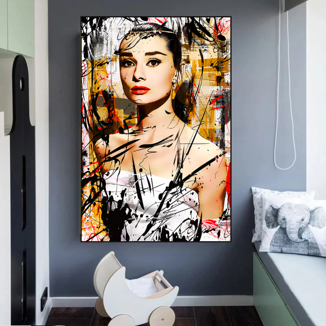 Vintage Audrey Hepburn Beauty Queen Wall Art Prints-ChandeliersDecor