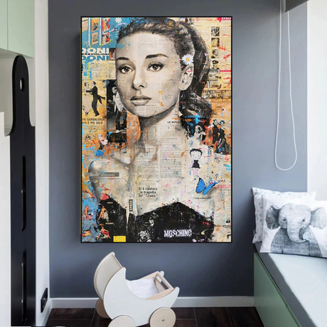 Vintage Audrey Hepburn Canvas Art-ChandeliersDecor