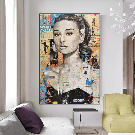 Vintage Audrey Hepburn Canvas Art-ChandeliersDecor