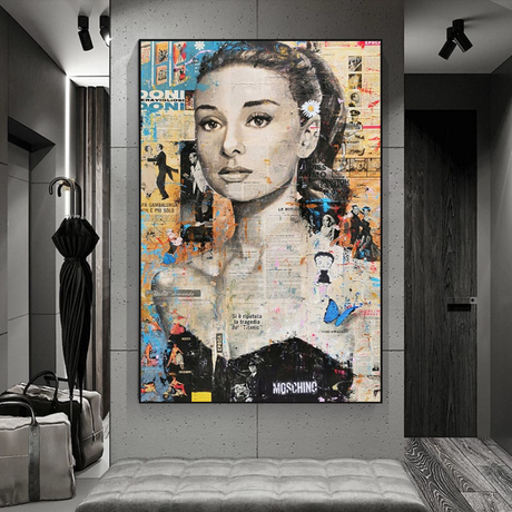 Vintage Audrey Hepburn Canvas Art-ChandeliersDecor