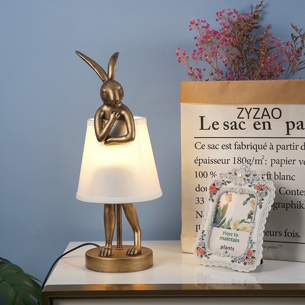 Vintage Bathing Rabbit Table Lamp-ChandeliersDecor