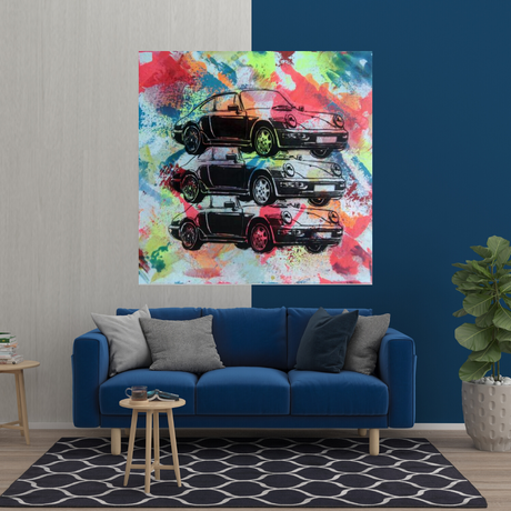 Vintage Cars Graffiti Canvas Wall Art-ChandeliersDecor