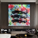 Vintage Cars Graffiti Canvas Wall Art-ChandeliersDecor