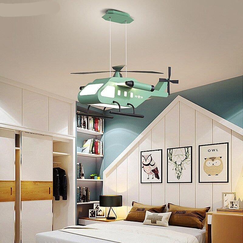 War Helicopter LED Chandelier for Kids Bedroom-ChandeliersDecor