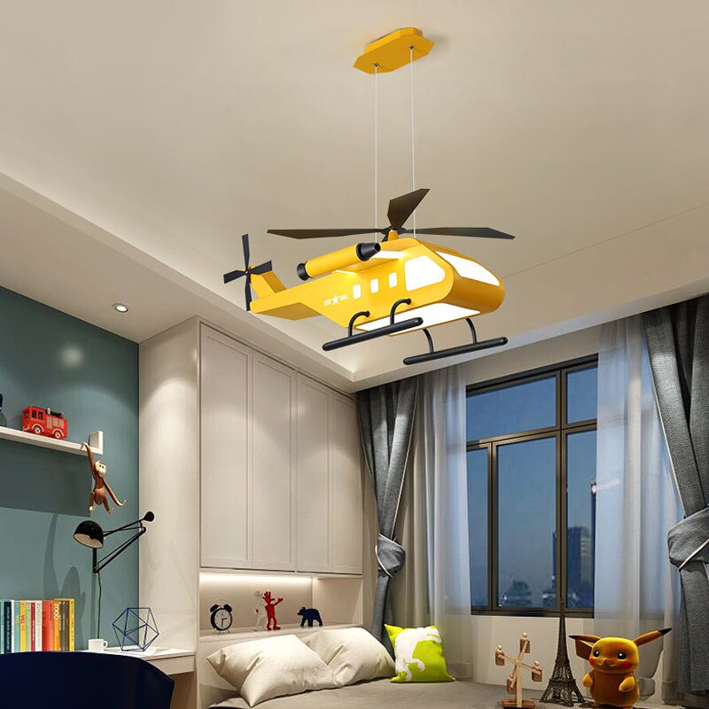 War Helicopter LED Chandelier for Kids Bedroom-ChandeliersDecor