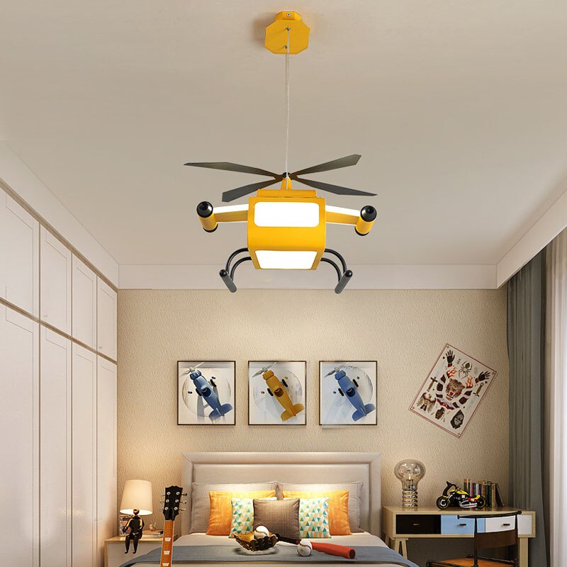 War Helicopter LED Chandelier for Kids Bedroom-ChandeliersDecor