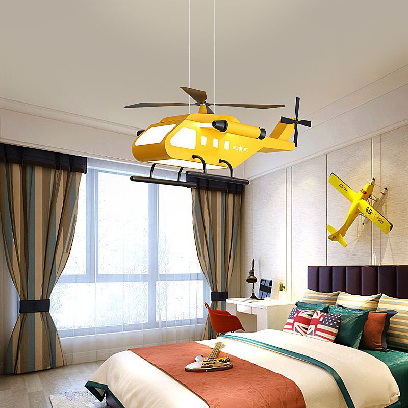 War Helicopter LED Chandelier for Kids Bedroom-ChandeliersDecor