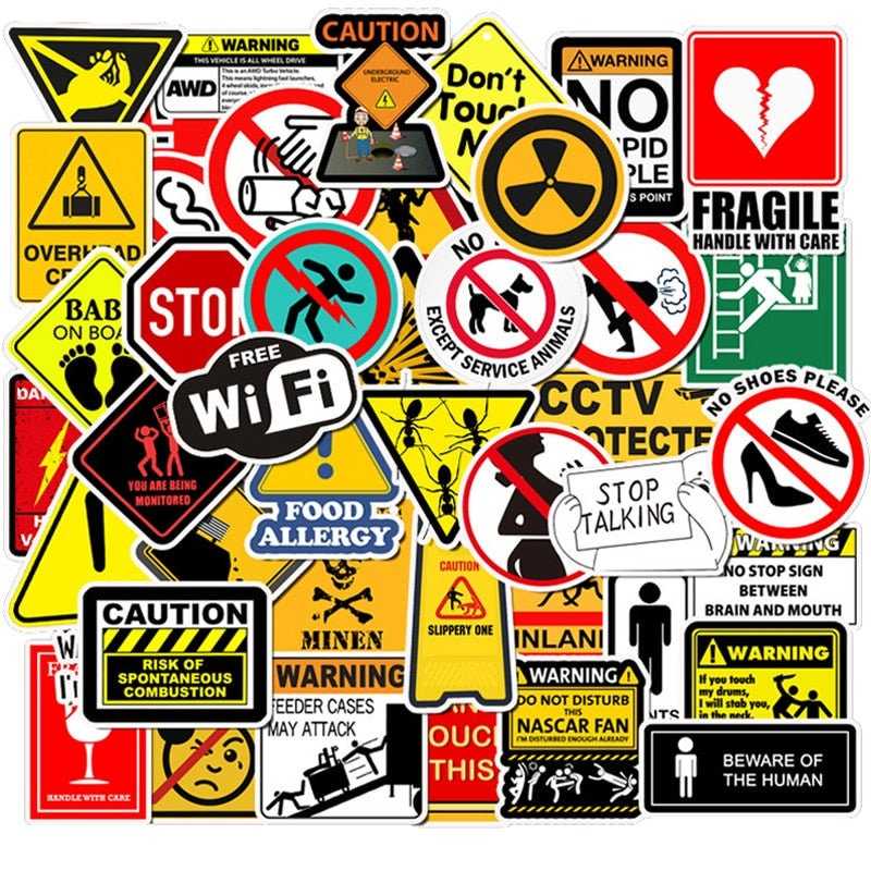 Warning Stickers Stickers Pack - Enhance Safety-ChandeliersDecor