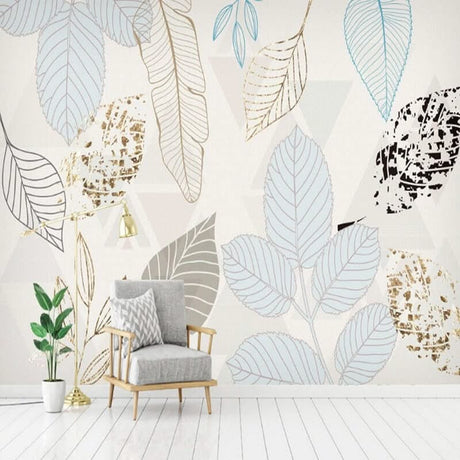 Watercolor Leafs Wallpaper for Home Wall Decor-ChandeliersDecor.com
