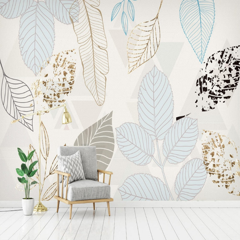 Watercolor Leafs Wallpaper for Home Wall Decor-ChandeliersDecor